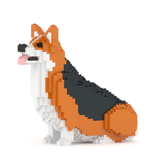Chien Welsh Corgi assis roux et noir