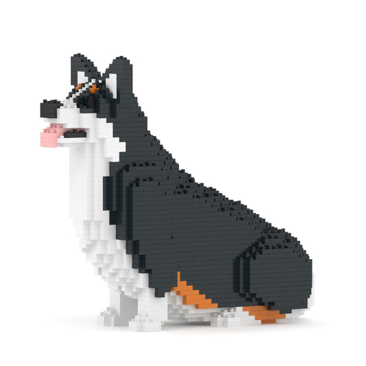 Chien Welsh Corgi assis noir